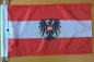 Preview: Österreich Fahne in der Größe 40 x 26 cm. passend für Fahnenstangen 678-016 (Adler) und 678-016 B (Kugel)